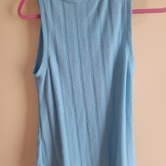 Time and Tru Light Blue Ribbed Sleeveless Twist Front Tank Top Small - Picture 3 of 4